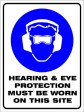 HEARING & EYE PROTECTION MUST BE WORN, 600MM X 450MM X 5MM THICK