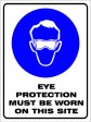 EYE PROTECTION MUST BE WORN ON THIS SITE, 600MM X 450MM X 5MM THICK