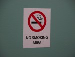 NO SMOKING AREA, 100mm x 130mm SELF ADHESIVE DECAL, WHITE BACKGROUND